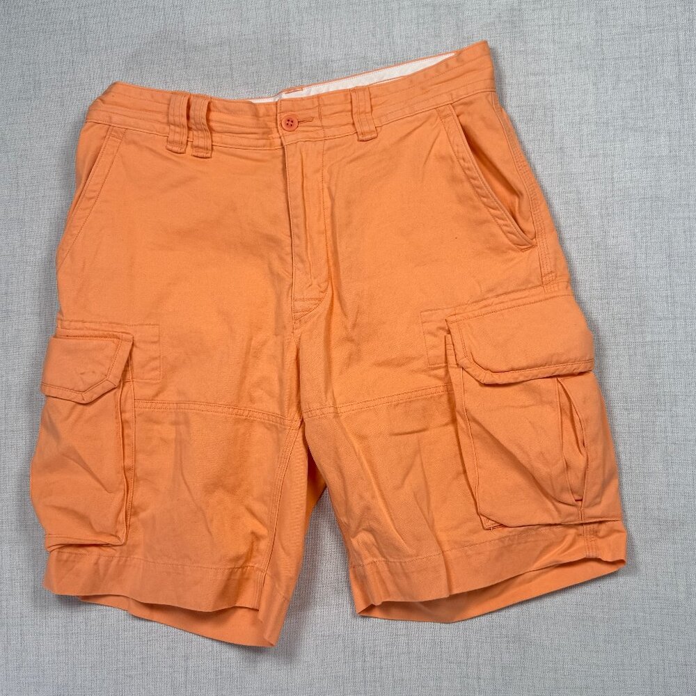 Polo Ralph Lauren Cargo Shorts Flat Front Orange Cotton Pockets Size 32